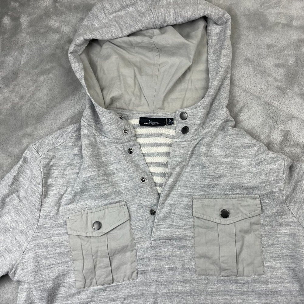 Marc Anthony Long Sleeve Quarter Button Pullover Sweatshirt Hoodie Men's Large - Picture 2 of 8